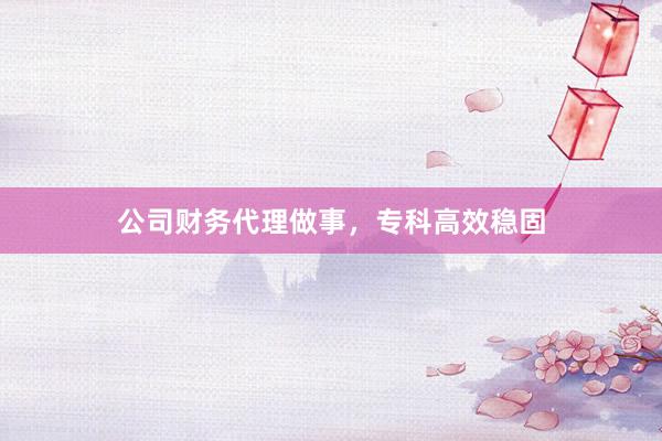 公司财务代理做事，专科高效稳固